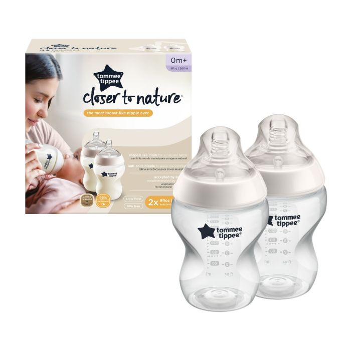 Closer to Nature baby bottle with its packaging box against a white background